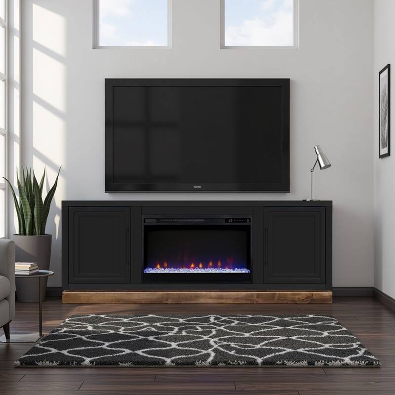 Bridgevine Home Nora 64 inch Fireplace TV Stand, for TVs up to 85 inches, Two-Tone Finish
