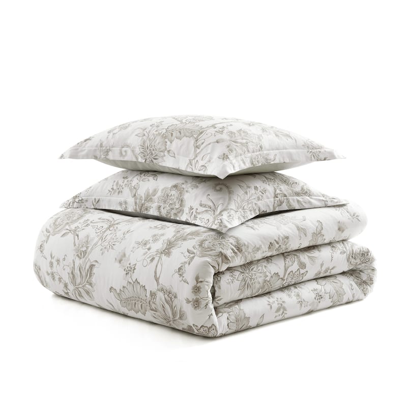 Martha Stewart Avery Floral Cotton Grey Comforter Set