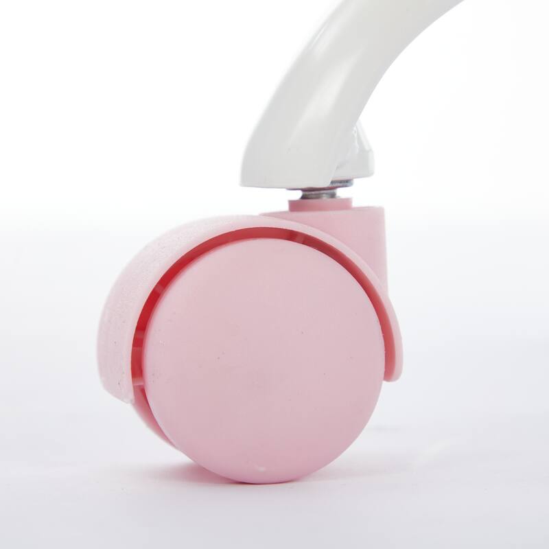 Roomfitters Faux Fur Office Chair, Adjustable Swivel Desk Chair with White Metal Base and Colorful Wheels