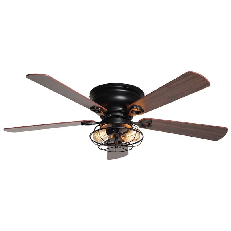 48" Indoor Low Profile Matte Black Ceiling Fan with Light Kit - 48 in