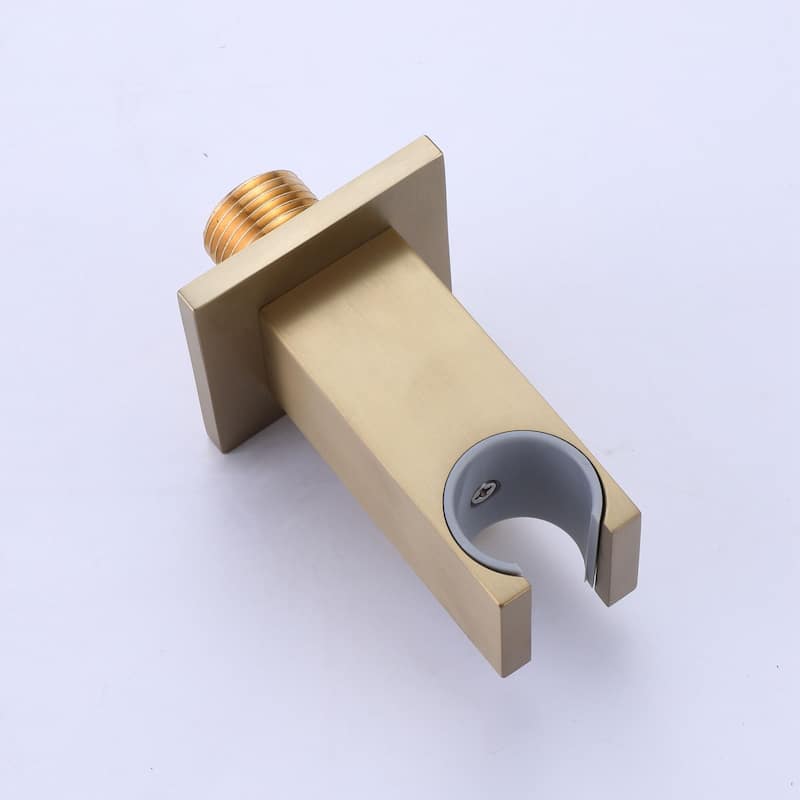 Brushed Gold 1-Spray Square Wall Bar Shower Kit with Hand Shower - 10 inch