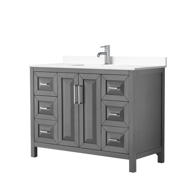 Wyndham Collection Daria 48" Free Standing Single Basin Vanity Set - Dark Gray / White Cultured Marble Top / Polished