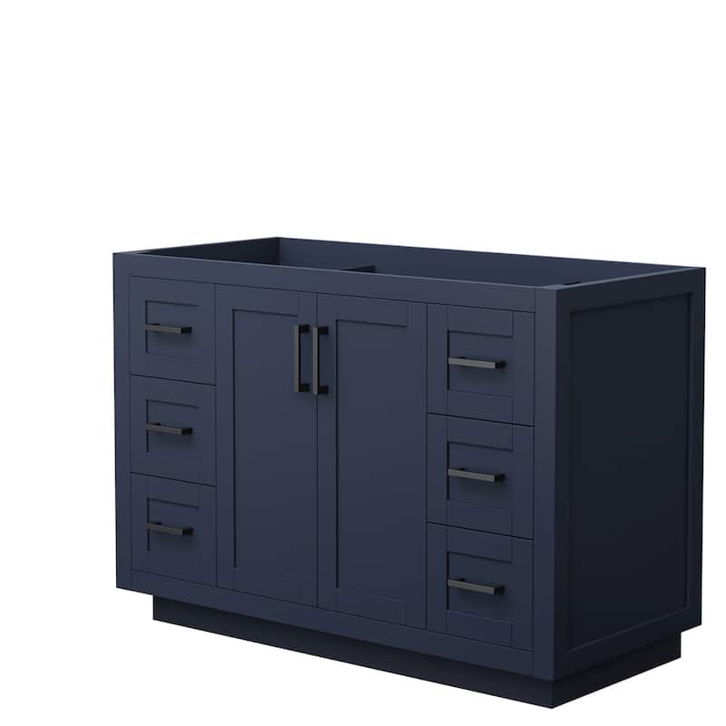 Wyndham Collection Miranda 48" Single Free Standing Vanity Cabinet - Dark Blue / Matte Black Hardware