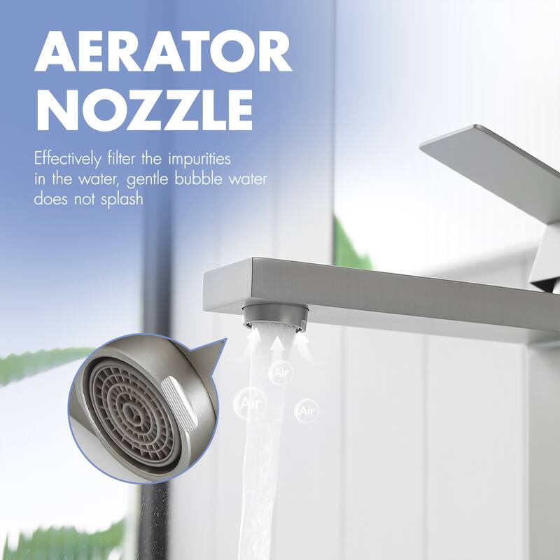 Brushed Nickel Single Handle Bathroom Faucet with Pop-Up Drain