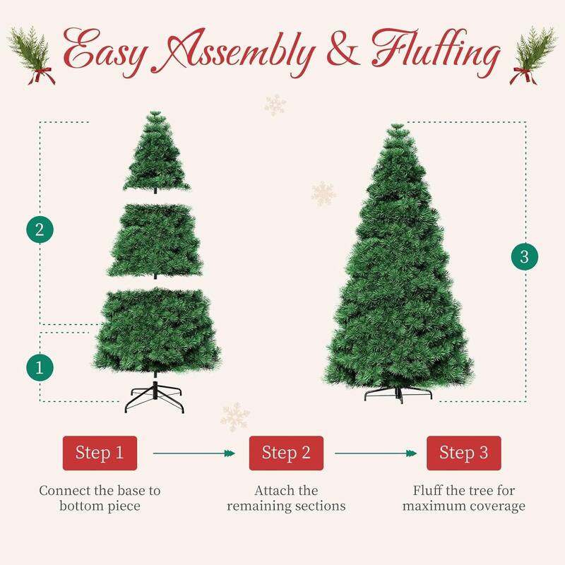 7.5ft Pre-lit Artificial Christmas Tree, Prelighted Artificial Hinged Spruce Xmas Tree 1000 Branch Tips, 450 Incandescent Lights