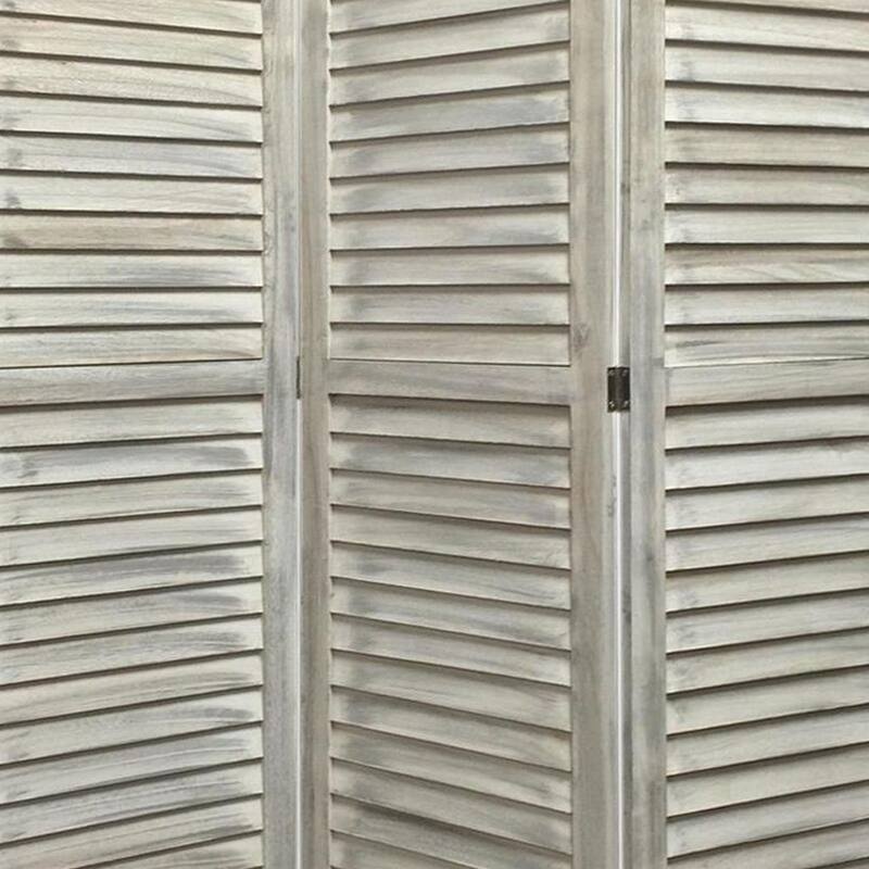 67 Inch 3 Panel Shutter Screen with Fitted Slats, Weathered White