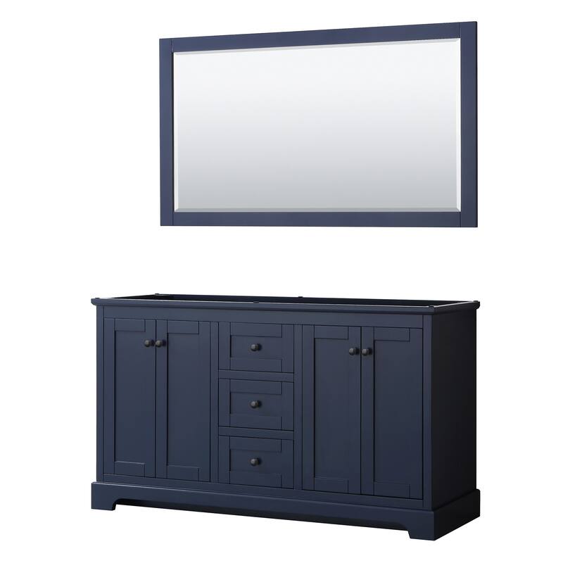 Wyndham Collection Avery 60" Double Free Standing Vanity Cabinet - - Dark Blue / Matte Black Hardware