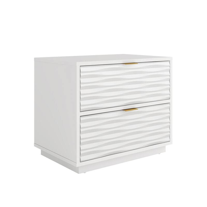 Wood Coastal Nightstands with 2 Spacious Drawers, White