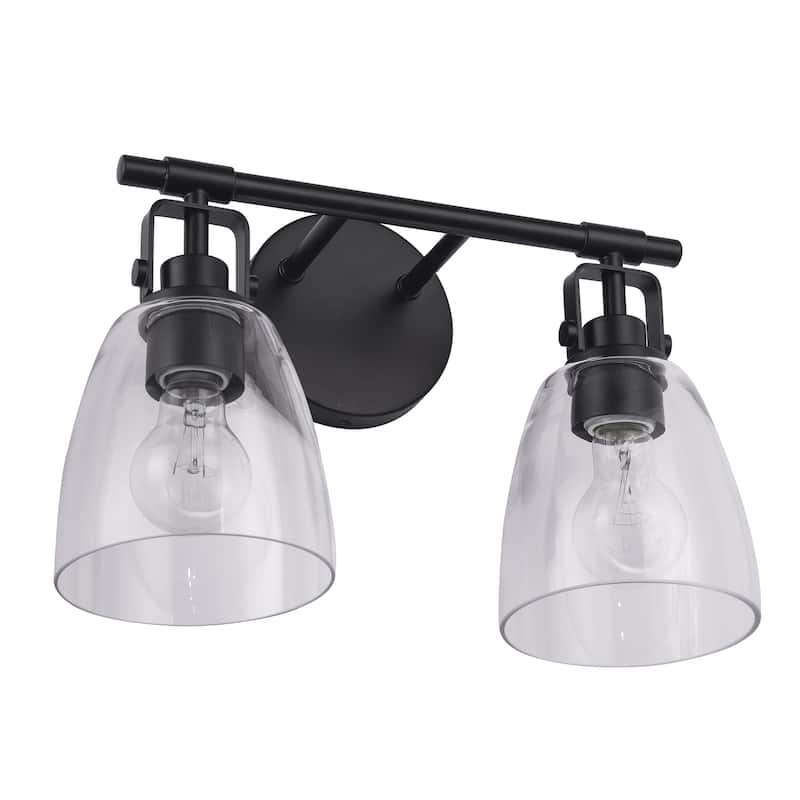 Modern Brilliance Farmhouse 2-Light Black Vanity Light - 14.6"L x 7"W x 10.6"H