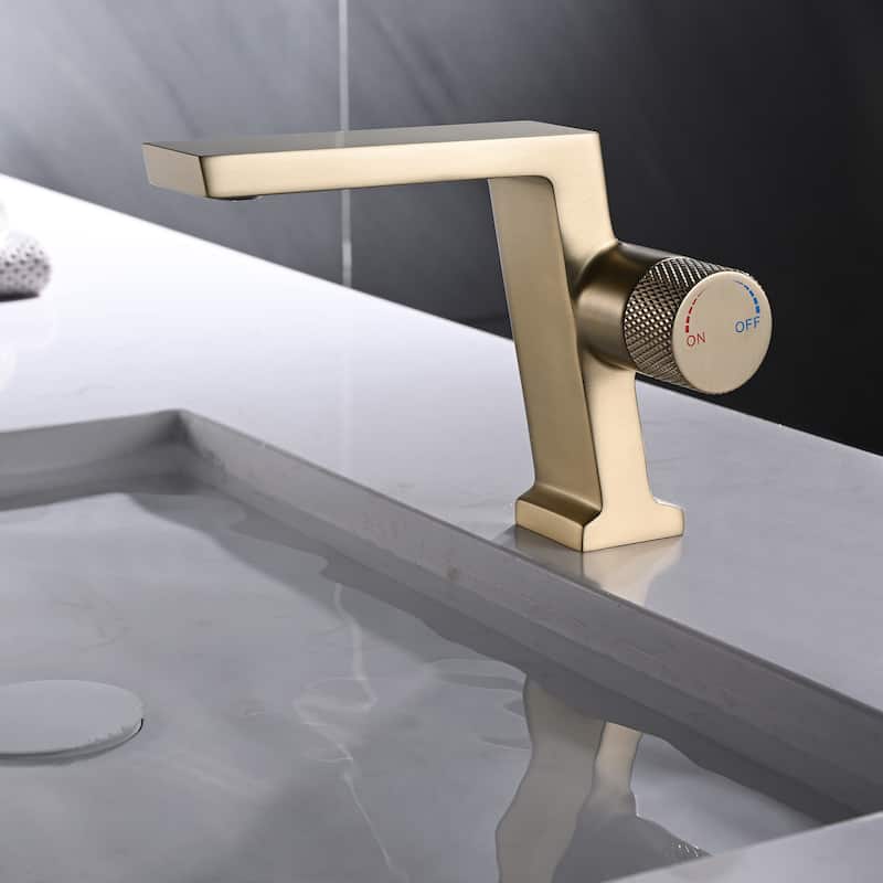 6 in.H Modern Matte Black/ Brushed Gold Single Handle Bathroom Faucet includes Hardware