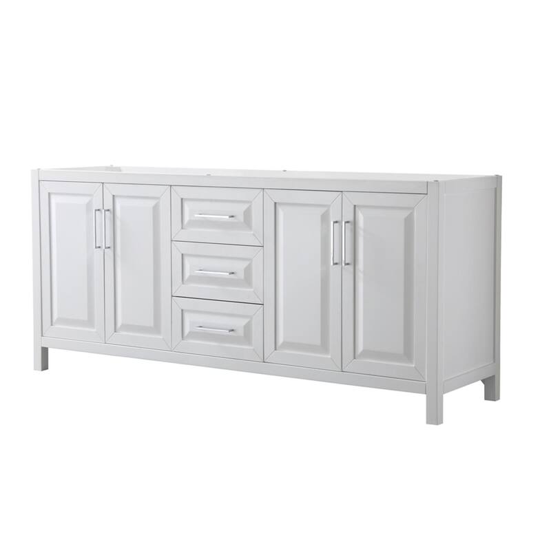 Wyndham Collection Daria 79" Double Free Standing Vanity Cabinet Only - White / Polished Chrome Hardware