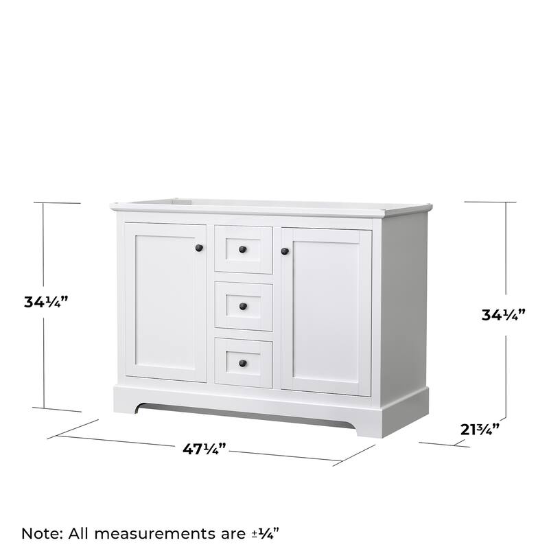 Wyndham Collection Avery 48" Double Free Standing Vanity Cabinet Only