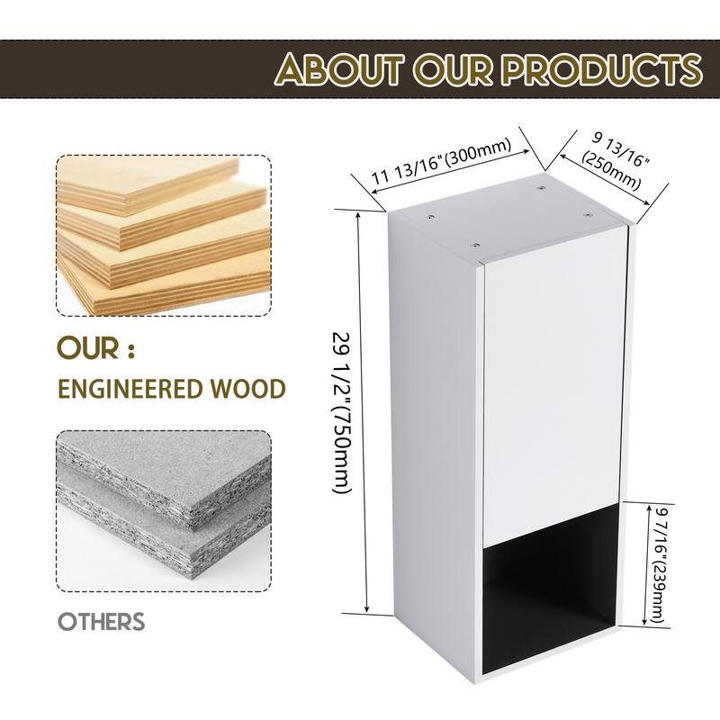 12" Bathroom Side Cabinet,Soft Close Doors,Float Mounting Design