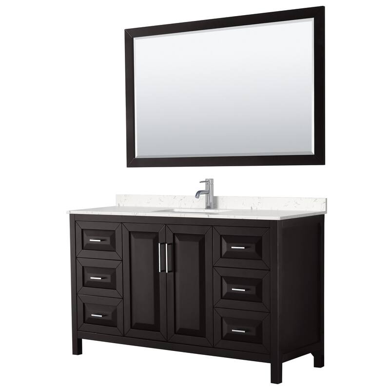 Wyndham Collection Daria 60" Free Standing Single Basin Vanity Set - Dark Espresso / Carrara Cultured Marble Top /