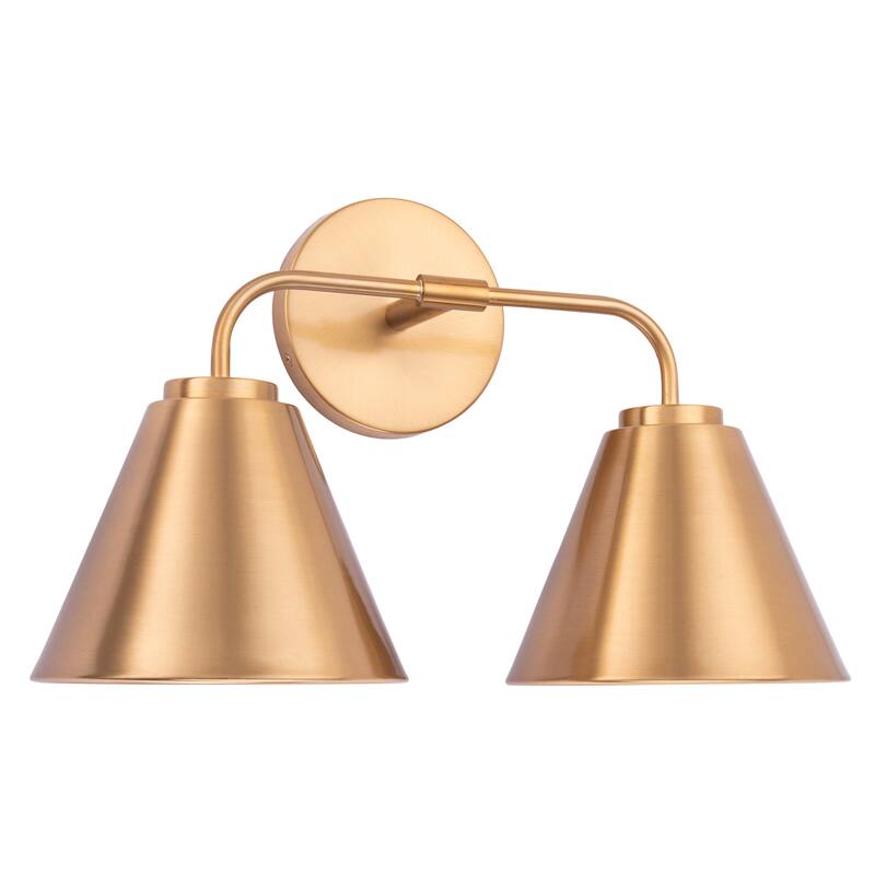 Modern Loft Lantern 2-Light Gold Vanity Light - 16"L x 7"W x 10.5"H