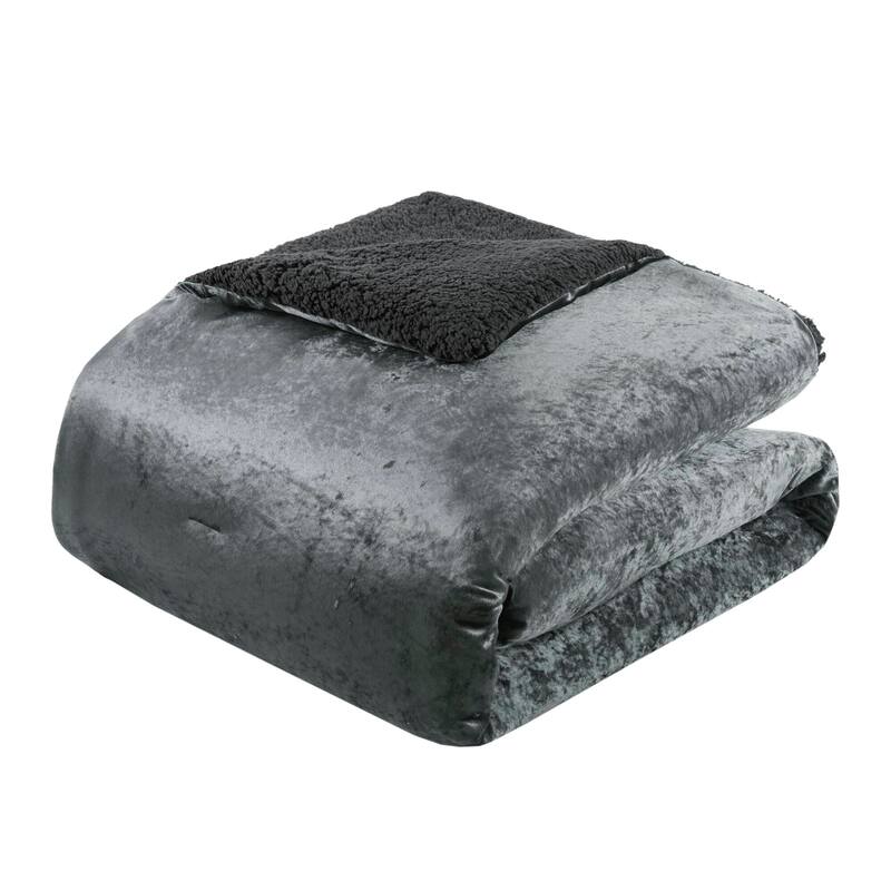 GDF Studio - Arya Crushed Velvet Sherpa Reversible Comforter Set