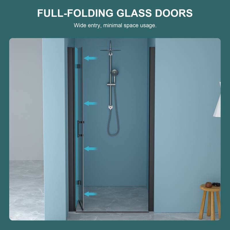 Bi-Fold Frameless Shower Door with Tempered Glass
