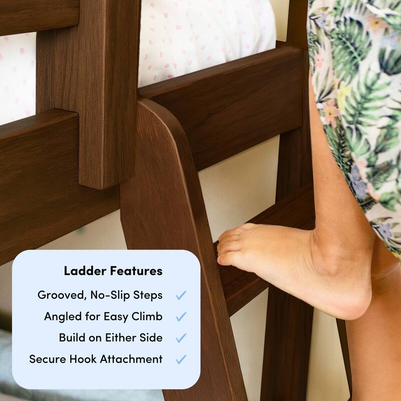 Max and Lily Twin over Twin Low Bunk Bed with Ladder on End