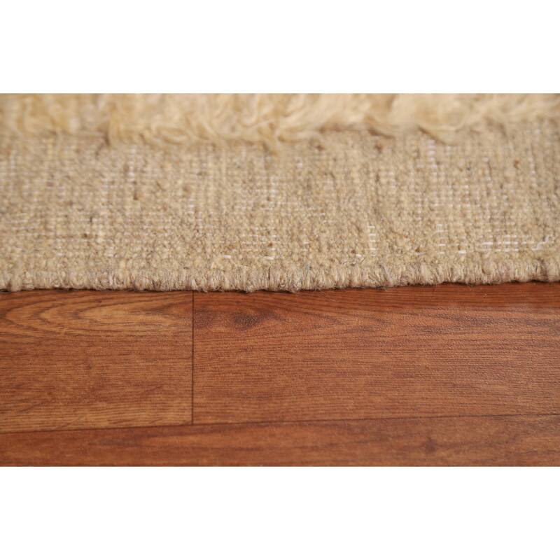 Hand Knotted Oriental 100% Wool Carpet Modern Tribal Beige & Ivories Moroccan Area Rug - 7' 10'' X 5' 7''