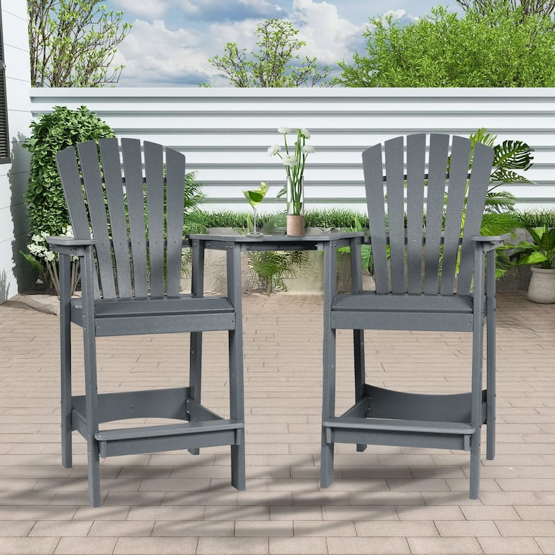 Aoodor Tall Adirondack Chairs Set of 2 with Connecting Tray - Grey
