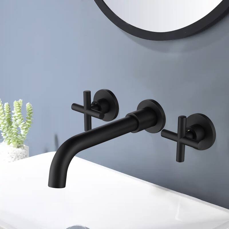 Topcraft Wall Mount Classic Cross Handle Bathroom Faucet
