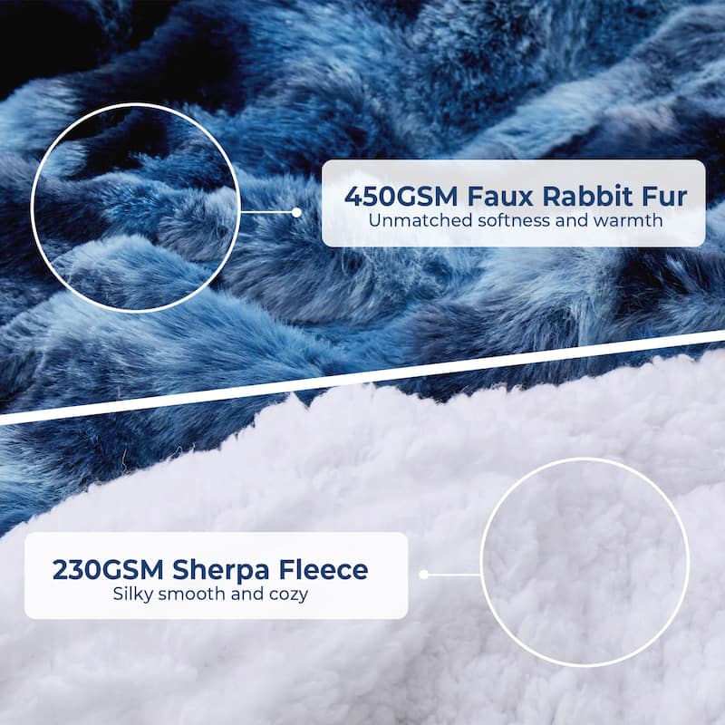 3 Pieces Fluffy Faux Rabbit Fur Comforter Set, Plush Fuzzy Bedding Set for Winter