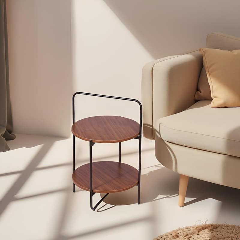 Mijas 2 Tier Side End Table 3 Color Options Cement Natural Brown