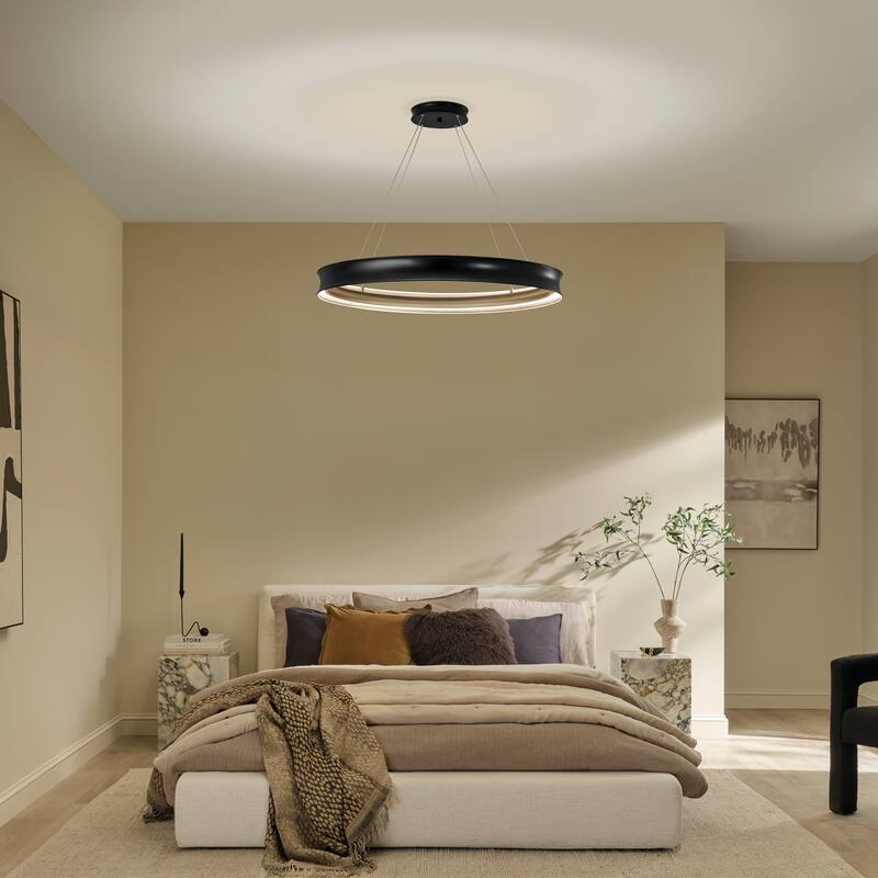 Larousse 39.5 Inch LED Chandelier in Black and Champagne Bronze