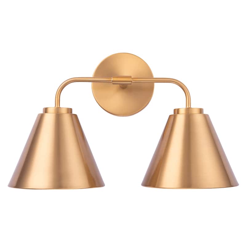 Modern Loft Lantern 2-Light Gold Vanity Light - 16"L x 7"W x 10.5"H