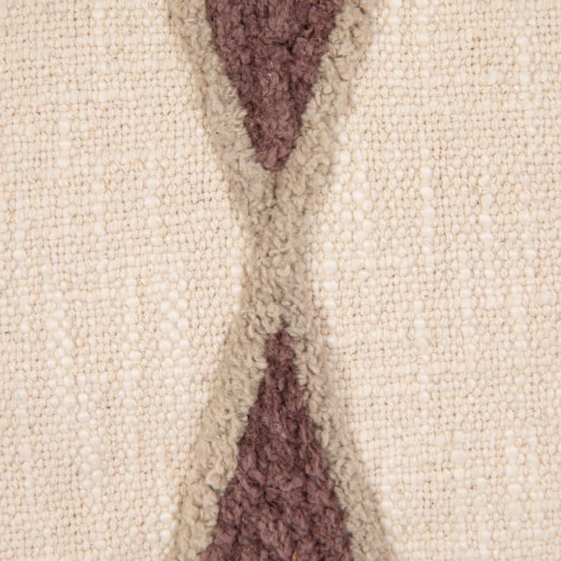 Cotton Lumbar Pillow with Embroidery and Fringe