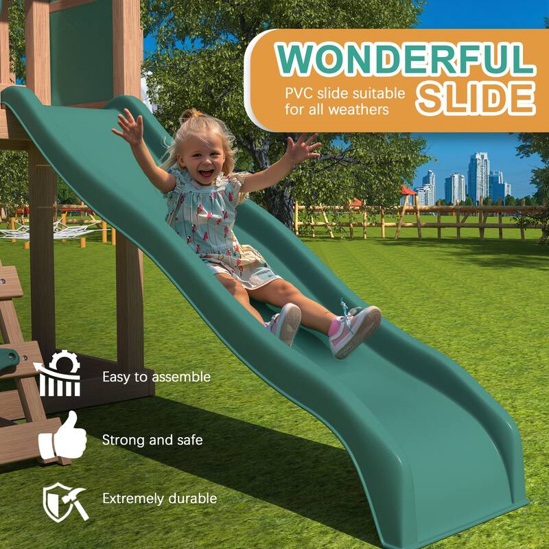 Sturdy Kids Swing Set for Backyard - 440lbs Capacity, Includes Saucer Swing & Belt Swing - 118.1×98.4×102.4 (inches)