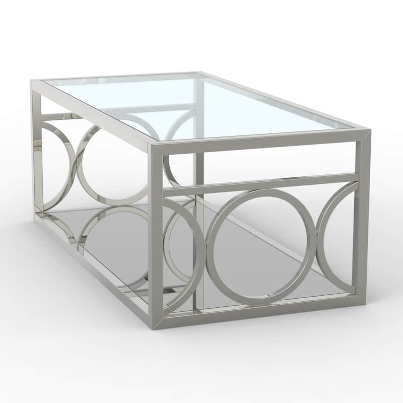 47" L Metal and Tempered Glass Modern Rectangle Coffee Table - 47.25"L X 23.5"W X 18.5"H