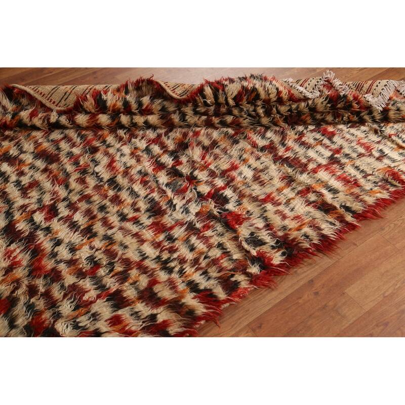 Hand Knotted Oriental 100% Wool Carpet Tribal Tribal Beige & Ivories Moroccan Area Rug - 7' 10'' X 5' 4''