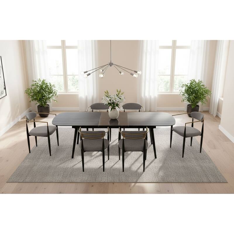 Modrest Buchtel Mid-Century Modern Medium Grey, Gold Arm & Black Dining Chair