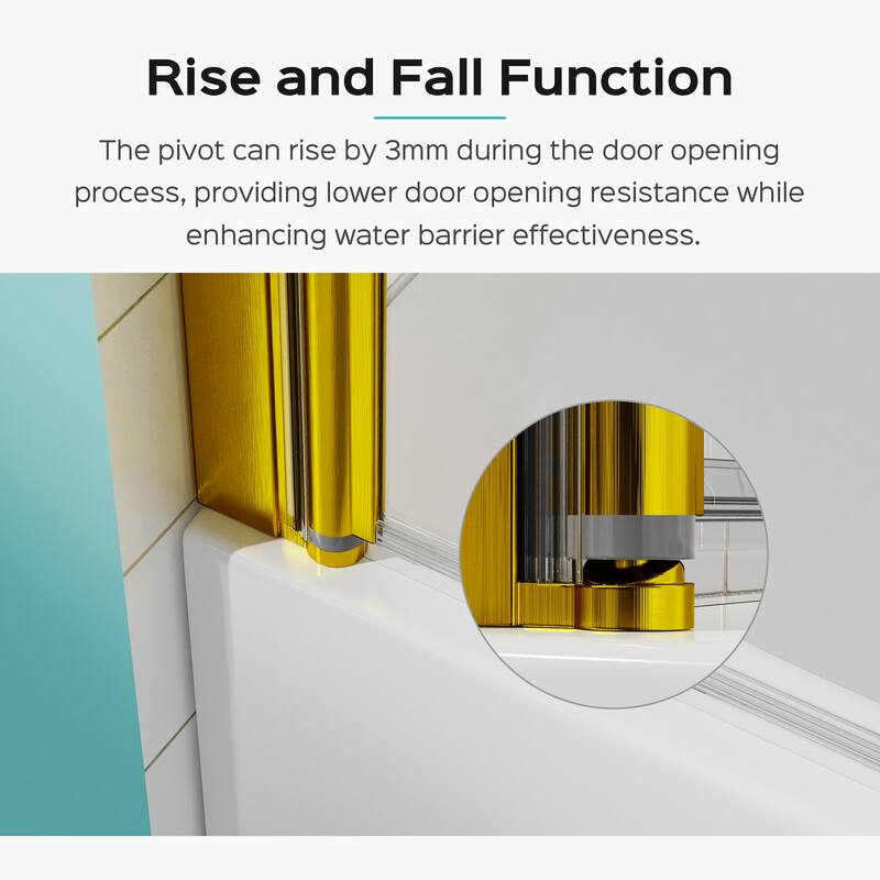 31" W x 55" H Frameless Pivot Bathtub Shower Door, 6mm Tempered Glass Panel for Bathroom - 31x55"