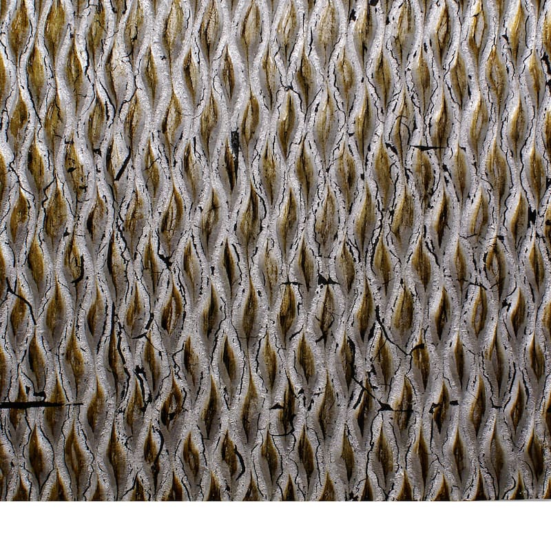 Modern Style Wooden Wall Decor with Patterned Carving, Large, Silver - 6 x 12