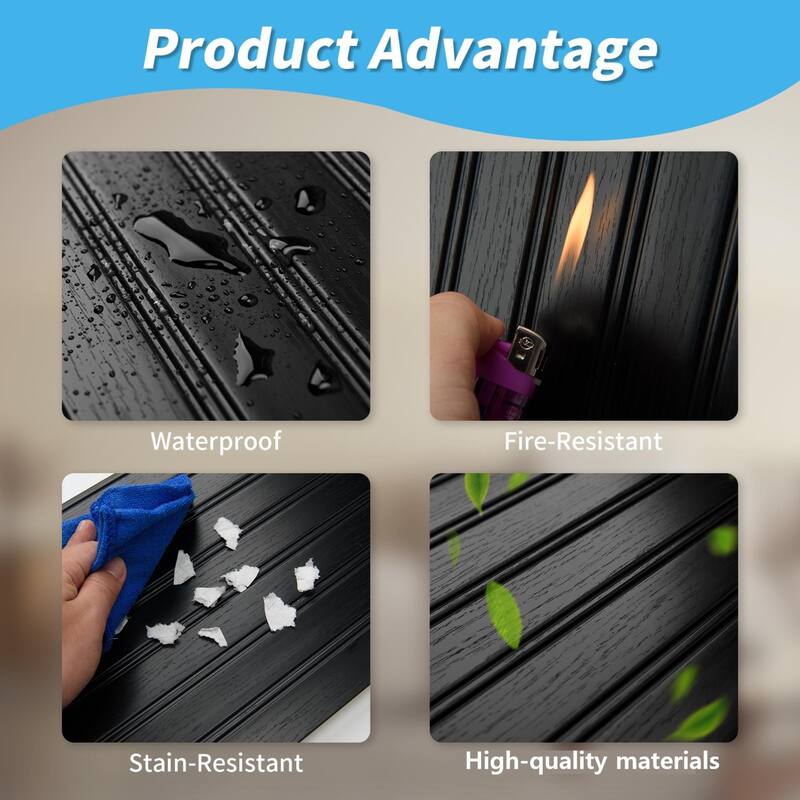 Art3d Decorative PS Wall Panel Kit with Trim, 12 Panels & 4 Edge Strips - N/A