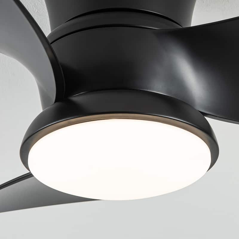 31-inch Modern Black Propeller Flush Mount Ceiling Fan with Light and Remote