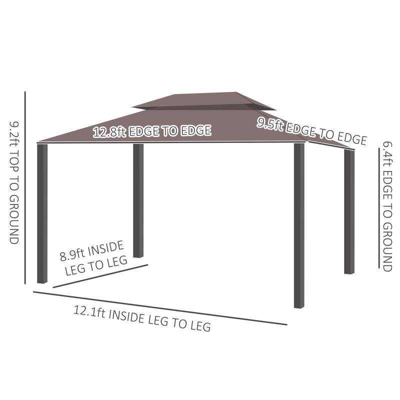 Patio Aluminum Frame Double Roof Outdoor Gazebo Canopy Shelter