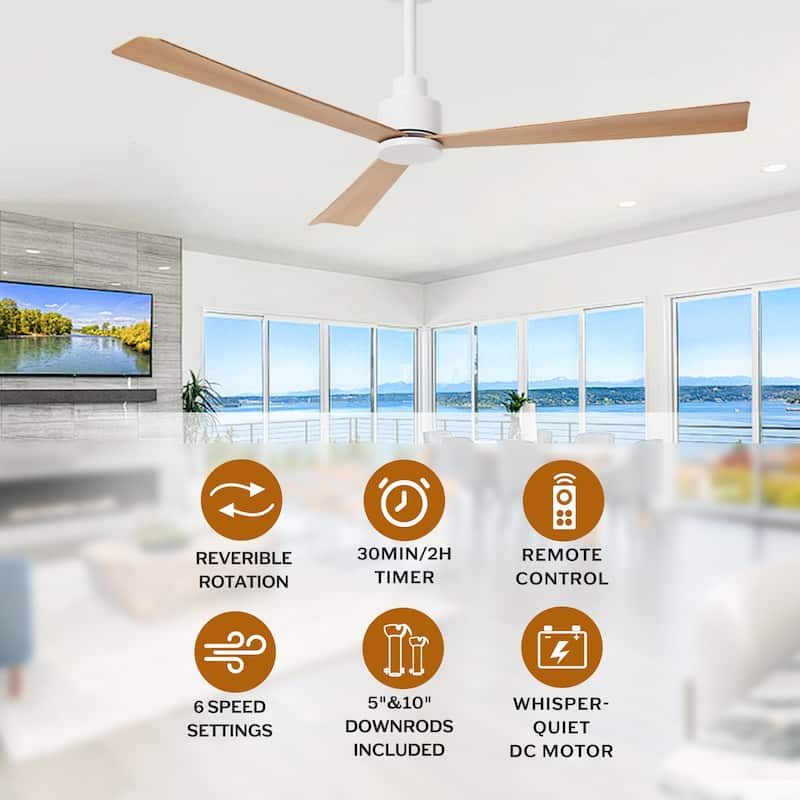 52" Matte Black Industrial Reversible DC Motor Ceiling Fan - 52" L x 52" W x 11.6" H