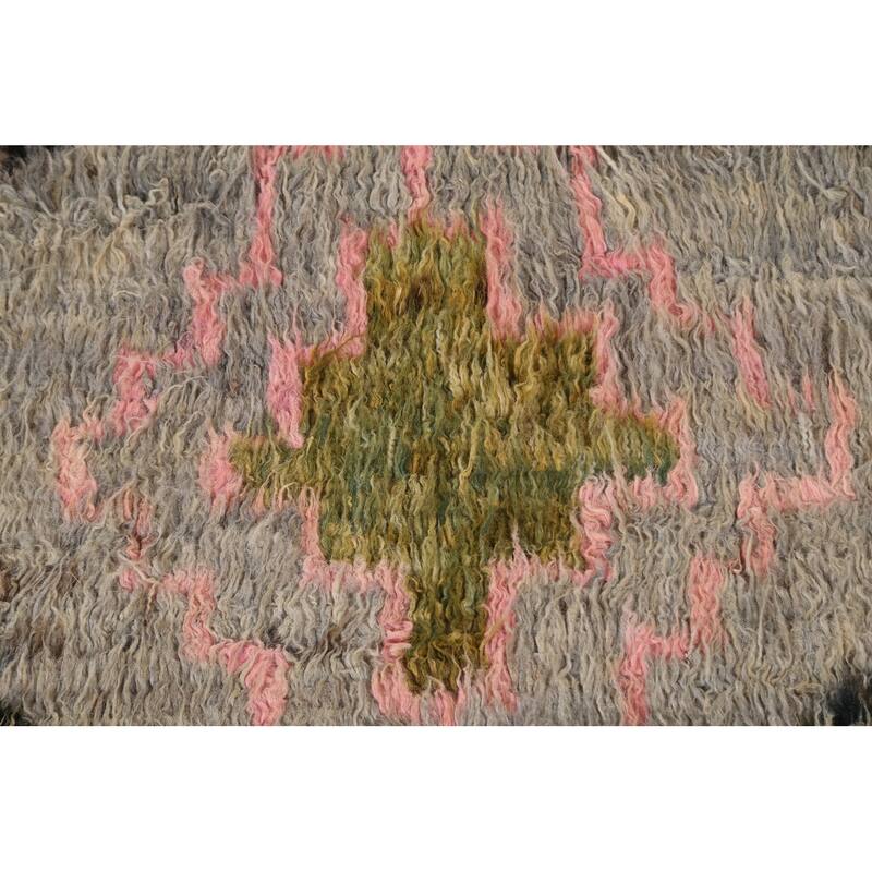 Hand Knotted Oriental 100% Wool Carpet Modern Tribal Greys & Charcoal Moroccan Area Rug - 8' 10'' X 6' 10''