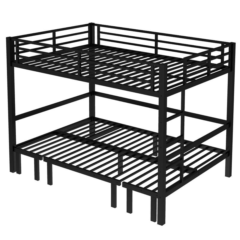 Heavy Duty Metal Bunk Bed, Lower Bunk Can Be Pulled Out In 3 Sections, High Loft Bed and Pull Out Sofa Or Bed