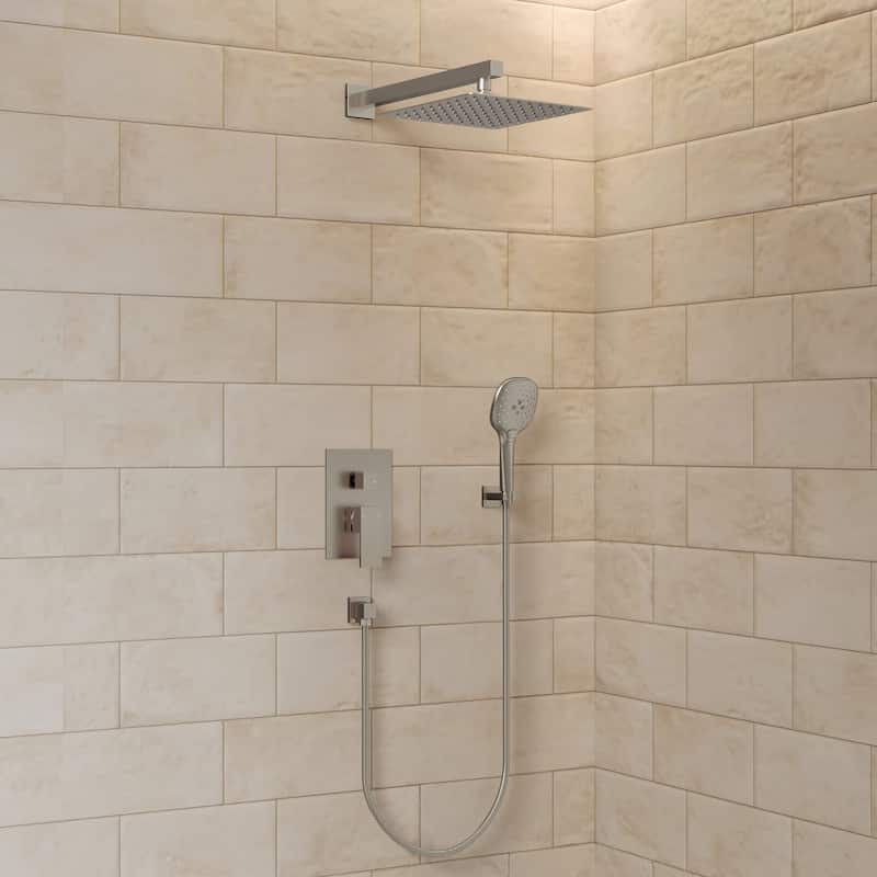 GRANDJOY 10" Dual Rain and Handheld Shower System with 3‑Mode Spray and Pressure‑Balanced Valve