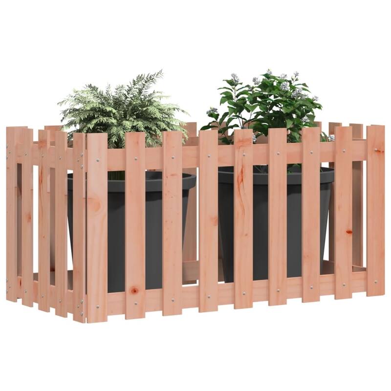 vidaXL Garden Planter with Fence Design Outdoor Flower Box Solid Wood Pine - 39.4" x 19.7" x 27.6"/ 1