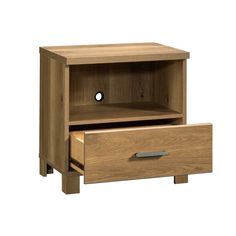 Wood Country Nightstand with 1 Drawer and Open Shelf, Brown