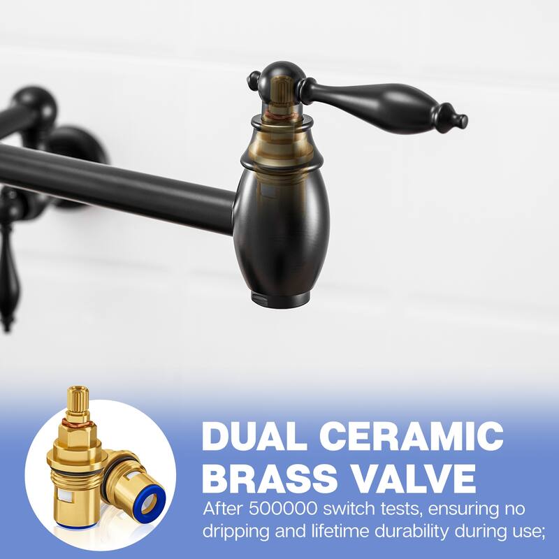 Black Wall Mount Pot Filler Kitchen Faucet