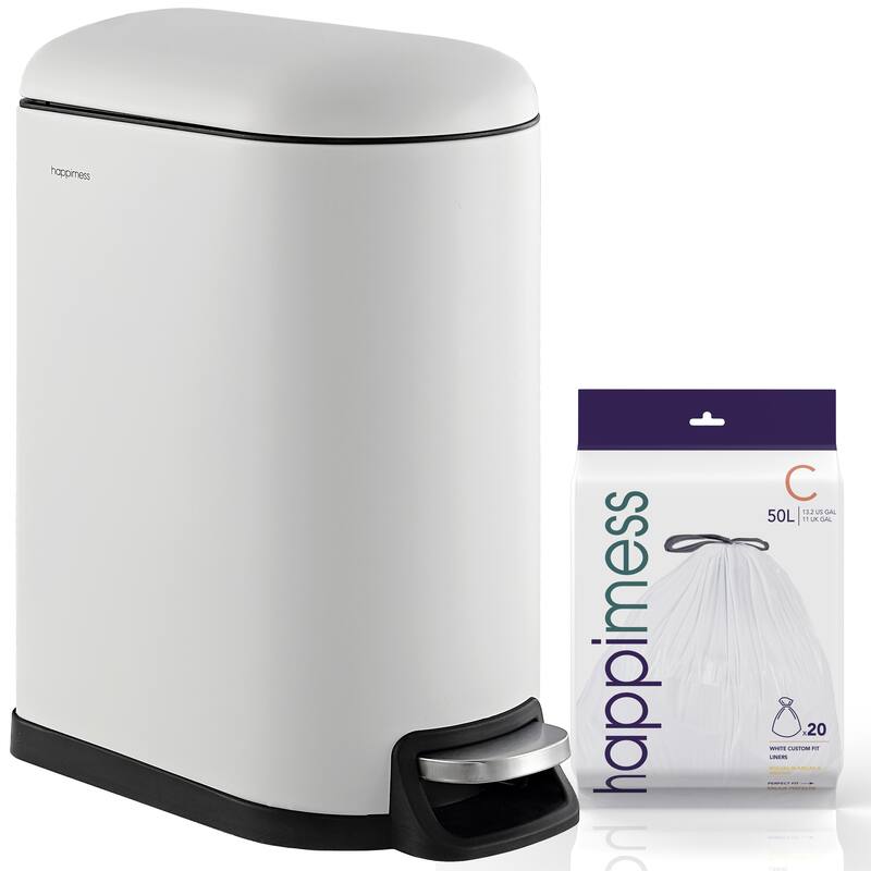 happimess Roland Step-Open Trash Can - White