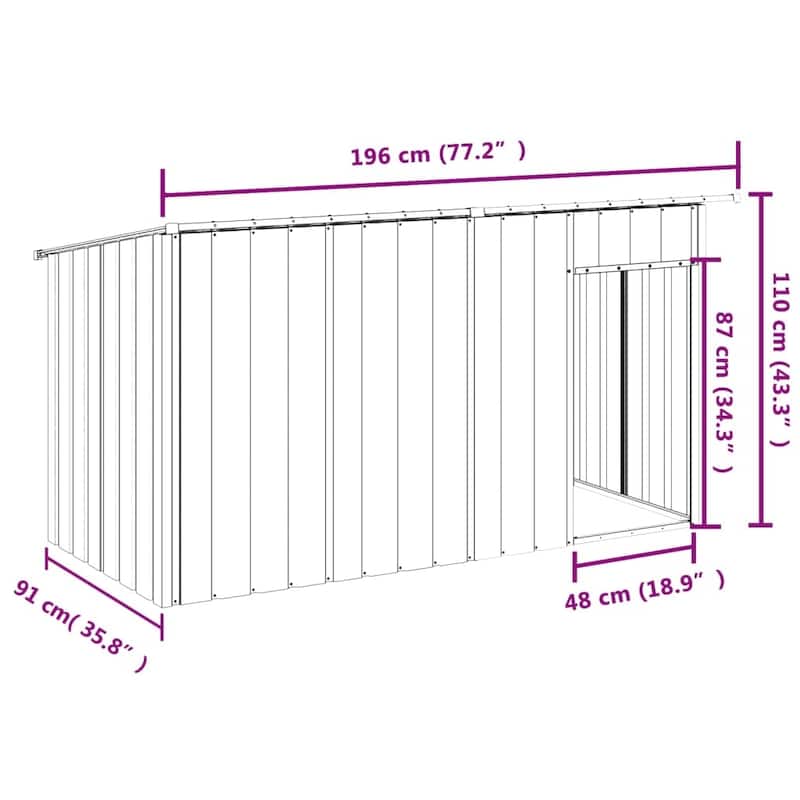 vidaXL Dog House Anthracite Galvanized Steel