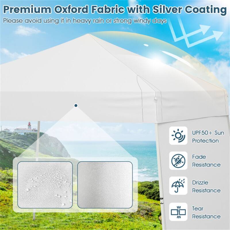 10x9.2 ft Pop-Up Canopy Tent with Awning and Sidewalls Stable Metal Frame for Outdoor Use - 14 x 9.2 x 8.3/8.7 ft (L x W x H)