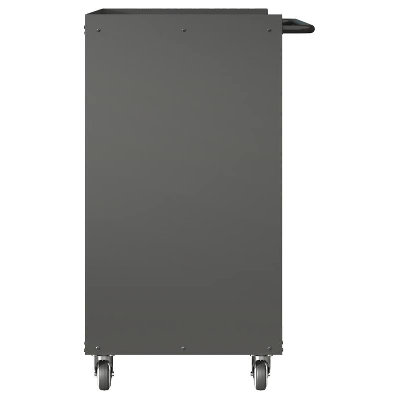 Black and Grey Steel Storage Cabinet with Raised Top and Smooth Sliding Drawers for Garage - 29.53"W x 16.54"D x 34.65"H
